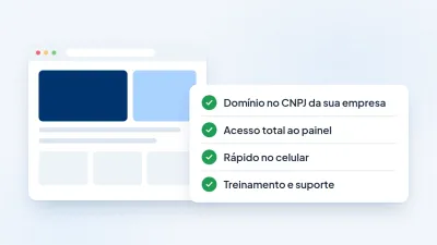 Site no navegador e o que vem junto: domínio no CNPJ, acesso total, celular e treinamento