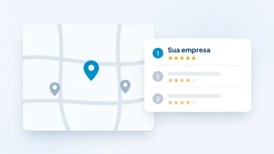 Mapa com empresas locais e a lista do Google com a sua empresa em primeiro