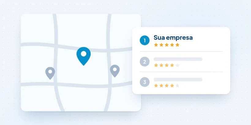 Mapa com empresas locais e a lista do Google com a sua empresa em primeiro