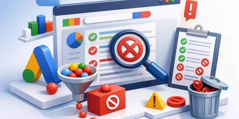 Palavras-chave negativas Google Ads na prática